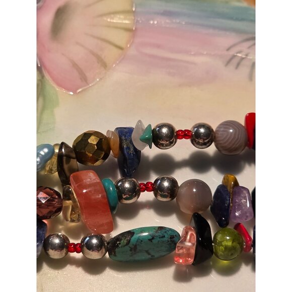 Paige Wallace Handmade Multi-Stone Beaded Bracelet With Buffalo Nickel Clasp - Picture 4 of 13